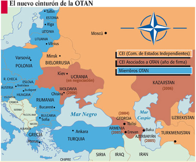 Ucrania, la amenaza rusa y la expansión de la OTAN - un breve comentario de William Blum - publicado por el blog del viejo topo en febrero de 2017 140908-cinturon-otan-alrededor-rusia-690px